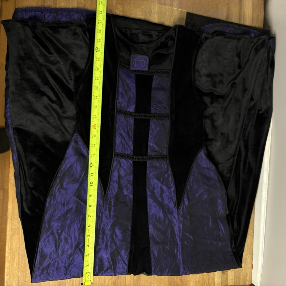 VTG Cykxtees Large‎ Black Purple Velvet Sleeveless Medieval Goth Gown Maxi Dress - Picture 11 of 12